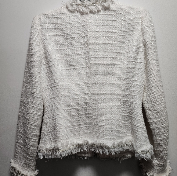 Boston Proper White Tweed Jacket Size 4 - Picture 7 of 9